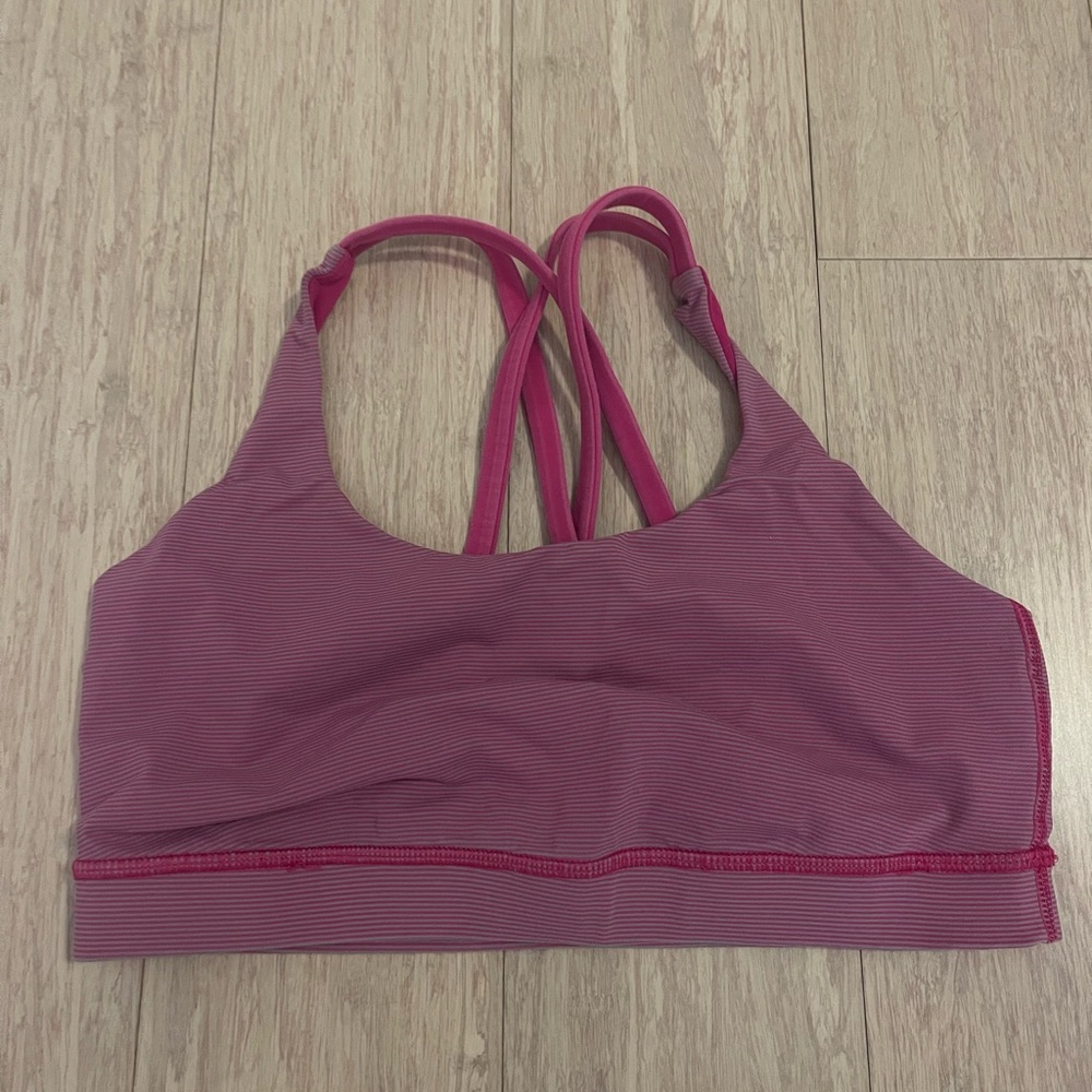 Lululemon Pink Striped Sports Bra